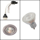 Kit Spot led GU10 4,5 watt (eq. 50 watt) - Support orientable au choix - Couleur eclairage - Blanc chaud 3000°K, Finition - Acier brossé