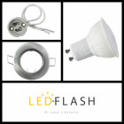 Kit spot led GU10 5 watt (eq. 50 watt) - Support gris - Couleur eclairage - Blanc froid, Type Support - Carré orientable 84mm