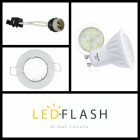 Kit spot led GU10 6 watt (eq. 60 watt) céramique - Support blanc - Couleur eclairage - Blanc neutre, Type Support - Carré orientable 84mm
