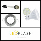 Kit spot led GU10 6 watt céramique - Supportt gris - Couleur eclairage - Blanc chaud 3000°K, Type Support - Rond orientable 86mm