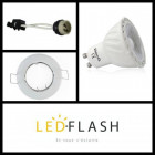 Kit spot led GU10 COB 6 watt (eq. 60 watt) - Dimmable - Support blanc - Couleur eclairage - Blanc chaud 2700°K, Type Support - Rond orientable 86mm
