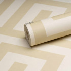 Papier peint intissé vinyle - Modèle labyrinthe blanc beige