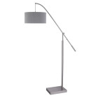 Lampadaire 1 ampoule arcs, en argent satiné avec abat-jour argent