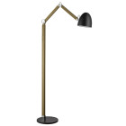 Lampadaire, chrome, bois, noir