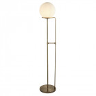 Lampadaire sphere, laiton antique et verre