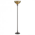 Lampadairee kami, bronze vintage et verre tiffany