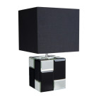Lampe chequered, verre, avec abat-jour noir