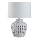 Lampe crochet, céramique, avec abat-jour