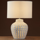Lampe crochet, céramique, avec abat-jour