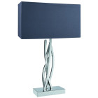 Lampe de table chrome et abat-jour rectangulaire tissu gris