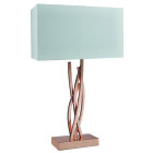 Lampe de table cuivre et abat-jour rectangulaire tissu blanc