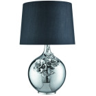 Lampe de table, en chrome et céramique 25 cm, avec abat-jour noir