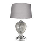 Lampe de table mosaic, chrome, argent, avec abat-jour