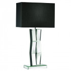Lampe de table, pied miroir et abat-jour tissu noir