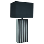 Lampe de table tromba, chrome noir strié, abat-jour tissu noir