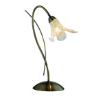 Lampe lily, en laiton antique et verre ambre