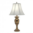 Lampe waldorf, laiton bruni avec abat-jour blanc perle