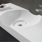 Lavabo suspendu rectangulaire - solid surface blanc mat - 100x48 cm - clas