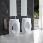 Lavabo totem ovale - solid surface blanc mat - 48x85 cm - wake