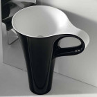 Lavabo totem tasse à café - solid surface noir et blanc brillant - 70x85 cm - cup