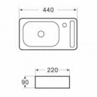 Lave main rectangulaire droite avec porte serviette - céramique blanc - 44x22 cm - pratic