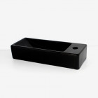 Lave main rectangulaire gain de place droite - céramique noire - 38x15 cm - minimalist
