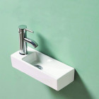 Lave main rectangulaire gain de place gauche - céramique blanc - 38x15 cm - minimalist