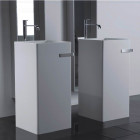 Lave main totem carré avec porte serviette - céramique blanc - 40x85 cm - alto