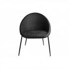 Leon - salon de jardin table + 4 chaises rondes en rattan       noir
