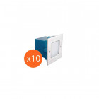 Lot de 10 appliques encastrables carré ip 54 0,6 watt pour extérieur - couleur - blanc neutre 4000°k