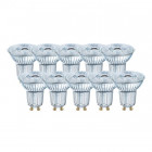 Lot de 10 spots led gu10 par16 36° 4,3 watt (eq. 50 watt) blanc chaud