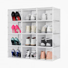 Lot de 12 boîtes à chaussures empilables, rangement boites chaussures en plastique avec porte, 36 * 28 * 21cm