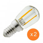 Lot de 2 ampoules led E14 1 watt (eq. 15 watt) - Frigo ou hotte - Couleur eclairage - Blanc chaud 2700°K