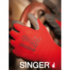 Lot de 3 gants manutention enduit latex singer gris/rouge support polyamide poignet élastique jauge 15 - Taille au choix