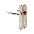 Lot de 4 poignées de porte sur plaque couleur champagne - clé l - 186 mm - san diego - hoppe et cie