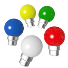 Lot de 5 ampoules bleues blanches rouges vertes jaunes b22 incassables avec culot en fer