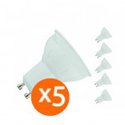 Lot de 5 spot leds GU10 5 watt 400 lumen (eq. 50 watt) - 120° - Couleur eclairage - Blanc chaud 3000°K