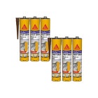 Lot de 6 mastics colle multi-usages sika sikaflex 11 fc purform - marron - 300 ml