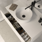 Meuble de salle de bain 100 avec plateau et vasque à poser - sans miroir - 2 tiroirs - blanc - luna