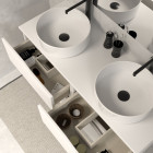Meuble de salle de bain 120 avec plateau et 2 vasques à poser - sans miroir - 4 tiroirs - blanc - luna