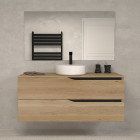 Meuble de salle de bain 120 avec plateau et vasque à poser - 2 tiroirs - madera miel (bois clair) - luna