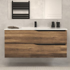 Meuble de salle de bain 120cm simple vasque - sans miroir - 4 tiroirs - tabaco (bois foncé) - luna