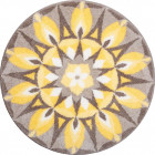 Tapis de salle de bain self-love jaune gris rond 80 cm