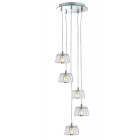 Magnifique lustre à suspension effet méduse de 92cm le long avec 5 abat-jours en verre à facettes