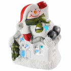Maison avec bonhomme de neige à led