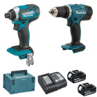 Ensemble de 2 machines 18 V Li-IonDLX2141JX2 - MAKITA - ave 2 batteries 18v 3Ah - chargeur - MAKPAC - DLX2141JX2