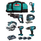 Makita kit dlx6068pt (dhp453 dtd152 dhr202 djv180 dss611 dml802 3 x 5,0 ah dc18rd lxt600)