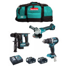 Makita kit mk307 - dhp484 dhr171 dga504 2 x 5,0 ah dc18rc lxt600