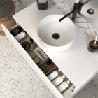 Meuble de salle de bain 60 avec plateau et vasque à poser - sans miroir - 3 tiroirs - blanc - mata