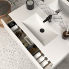 Meuble de salle de bain 100cm simple vasque - 3 tiroirs - blanc - mata